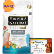 .KIT Ração Seca Natural Fresh Meat Cães Sênior Raças Mini e Pequena 2,5Kg + Antipulgas Simparic 20 mg 5,1 a 10Kg KIT - KIT
