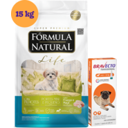 .KIT Ração Seca Fórmula Natural Life para Cães Filhotes Raças Mini e Pequena 15Kg + Antipulgas Bravecto 250 mg KIT - KIT