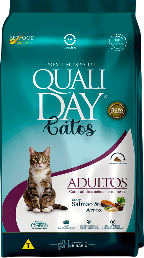 Ração Seca Qualiday Sabor Salmão para Gatos - 2,5Kg