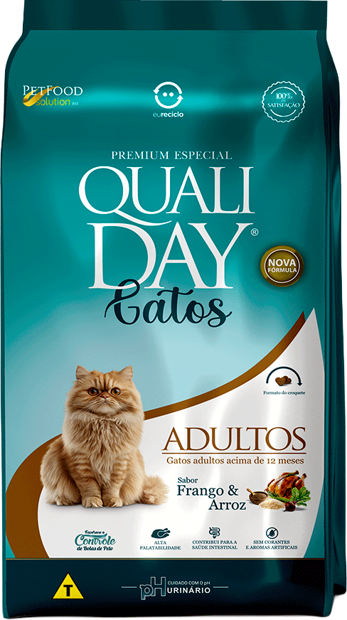 Ração Seca Qualiday Sabor Frango para Gatos - 2,5Kg