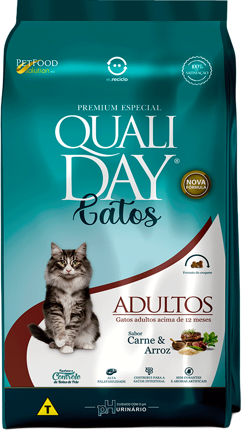 Ração Seca Qualiday Sabor Carne para Gatos - 2,5Kg