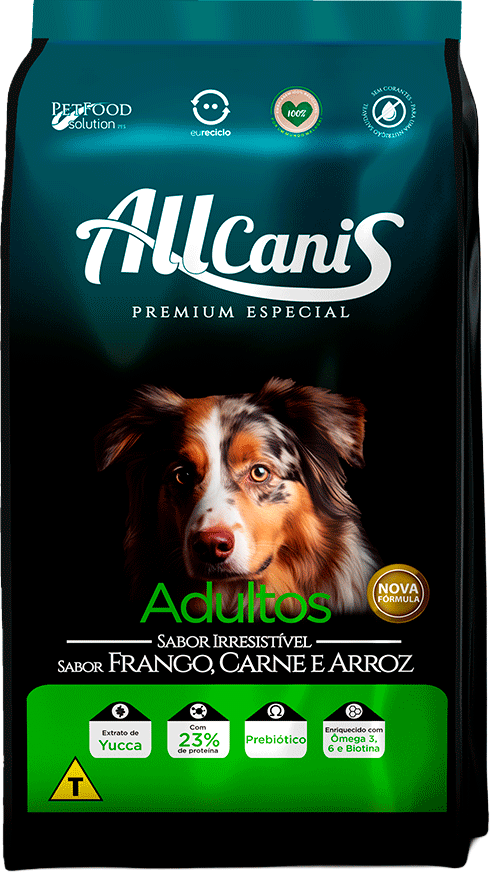 Ração Seca AllCanis Sabor Frango Carne e Arroz para Cães Adultos - 2,5Kg