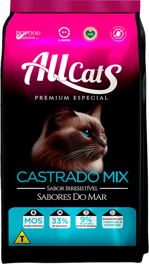 Ração Seca AllCats Sabores do Mar para Gatos Castrados - 20Kg