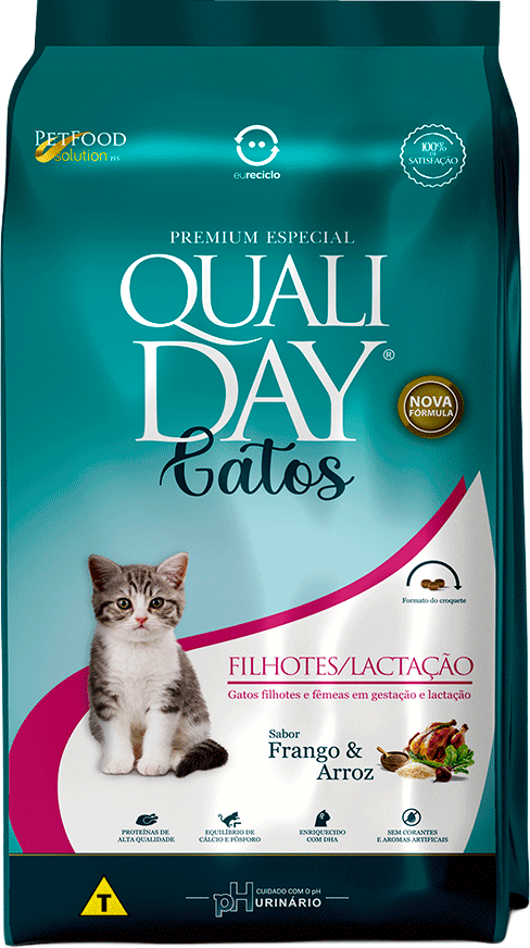 Ração Seca Qualiday Sabor Frango e Arroz para Gatos Filhotes - 2,5Kg