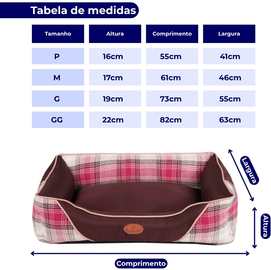 Cama Pickorruchos Escocesa Choco para Cães e Gatos - Tam. M