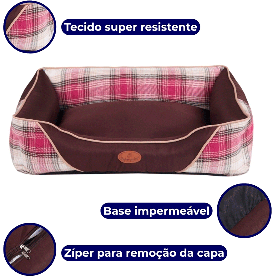 Cama Pickorruchos Escocesa Choco para Cães e Gatos - Tam. M