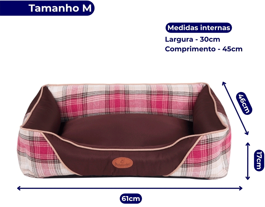 Cama Pickorruchos Escocesa Choco para Cães e Gatos - Tam. M