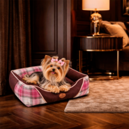 Cama Pickorruchos Escocesa Choco para Cães e Gatos - Tam. P