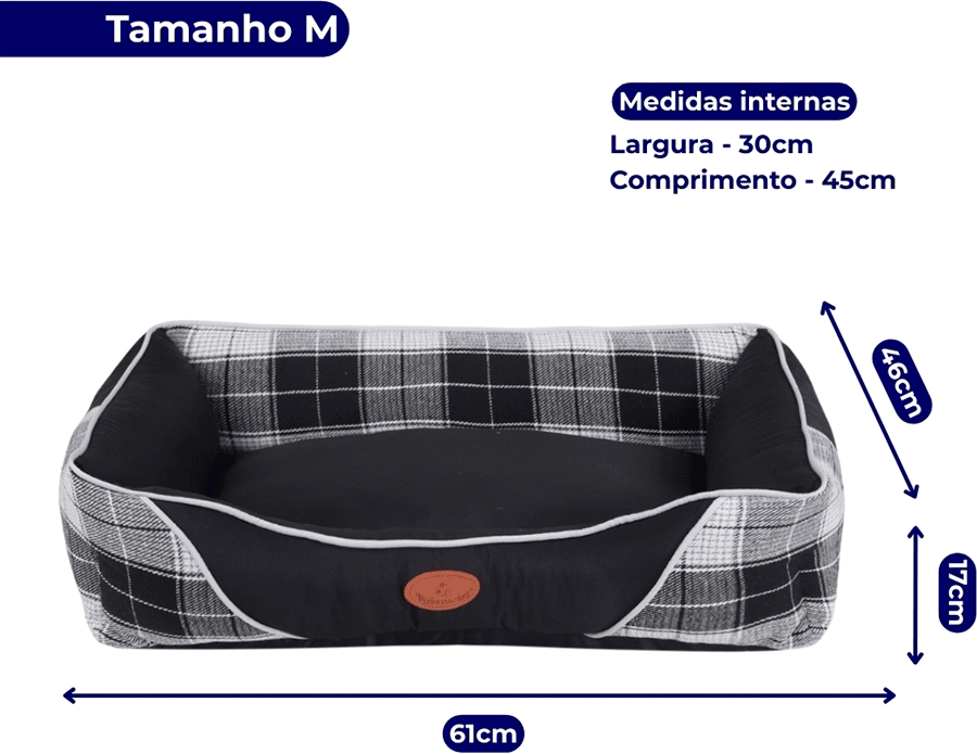 Cama Pickorruchos Escocesa Black para Cães e Gatos - Tam. M
