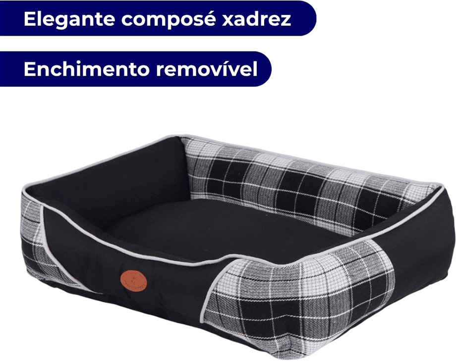 Cama Pickorruchos Escocesa Black para Cães e Gatos - Tam. M