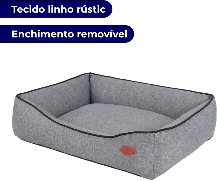 Cama Pickorruchos Linho Rusticc Cinza para Cães e Gatos - Tam. M