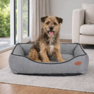 Cama Pickorruchos Linho Rusticc Cinza para Cães e Gatos - Tam. GG
