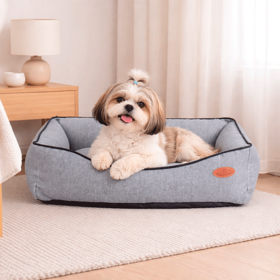 Cama Pickorruchos Linho Rusticc Cinza para Cães e Gatos - Tam. M