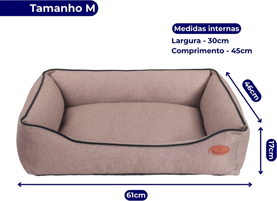 Cama Pickorruchos Linho Rusticc Areia para Cães e Gatos - Tam. M