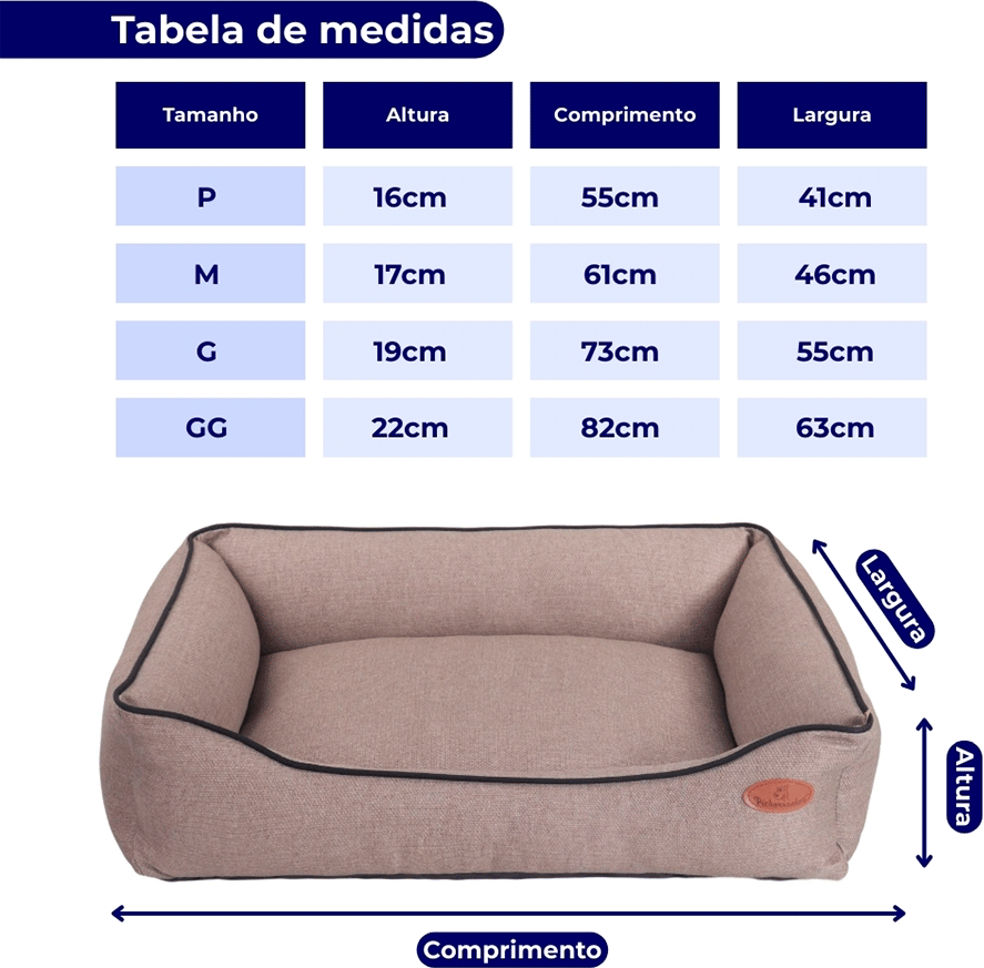 Cama Pickorruchos Linho Rusticc Areia para Cães e Gatos - Tam. M
