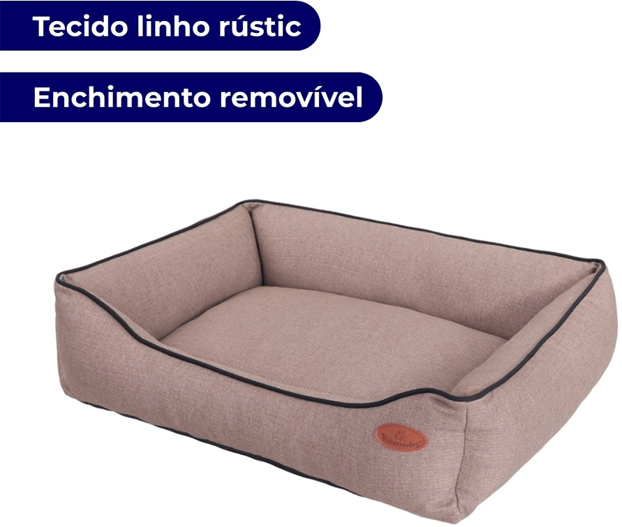 Cama Pickorruchos Linho Rusticc Areia para Cães e Gatos - Tam. M