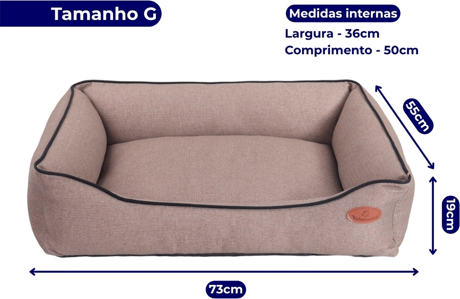 Cama Pickorruchos Linho Rusticc Areia para Cães e Gatos - Tam. G