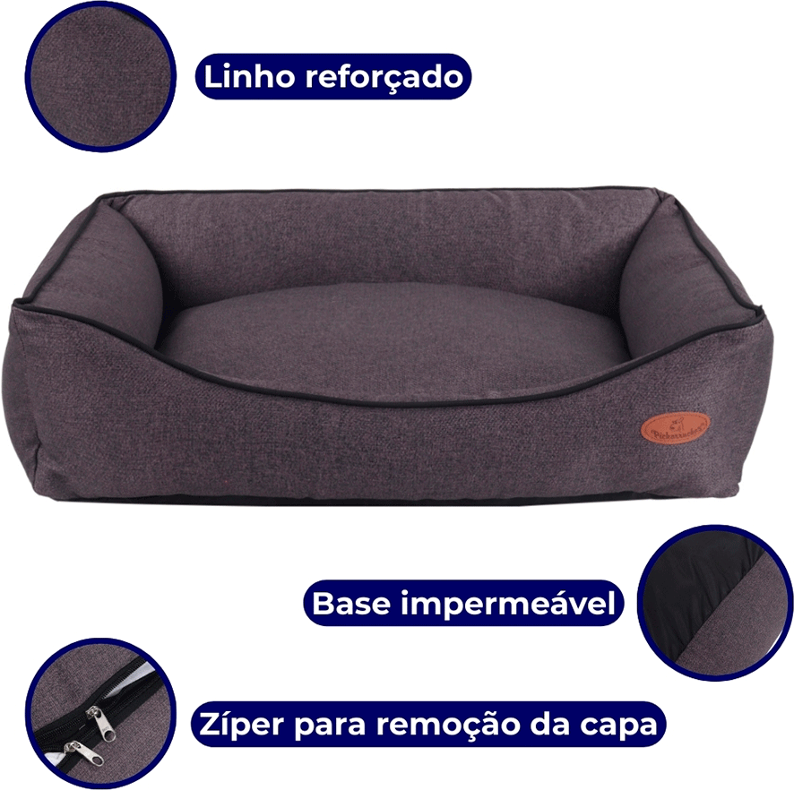 Cama Pickorruchos Linho Rusticc Havana para Cães e Gatos - Tam. P