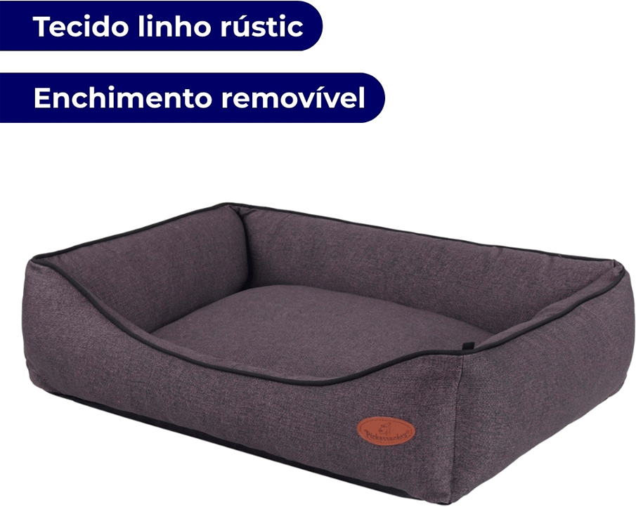 Cama Pickorruchos Linho Rusticc Havana para Cães e Gatos - Tam. P
