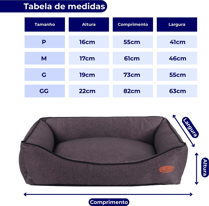 Cama Pickorruchos Linho Rusticc Havana para Cães e Gatos - Tam. P