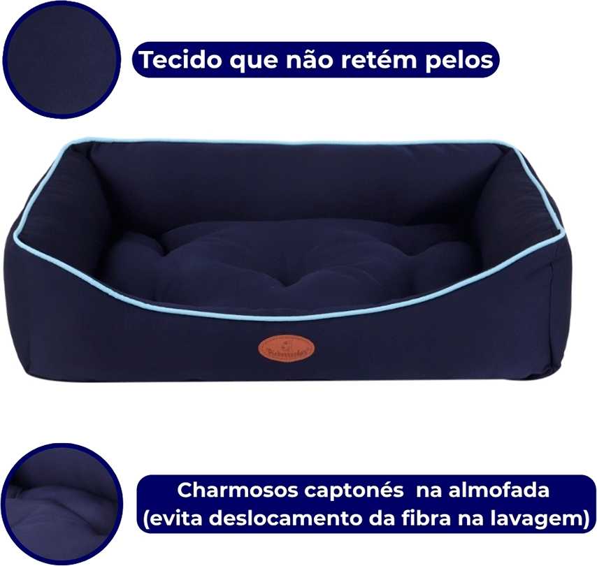 Cama Pickorruchos Super Soft Azul para Cães e Gatos - Tam. GG