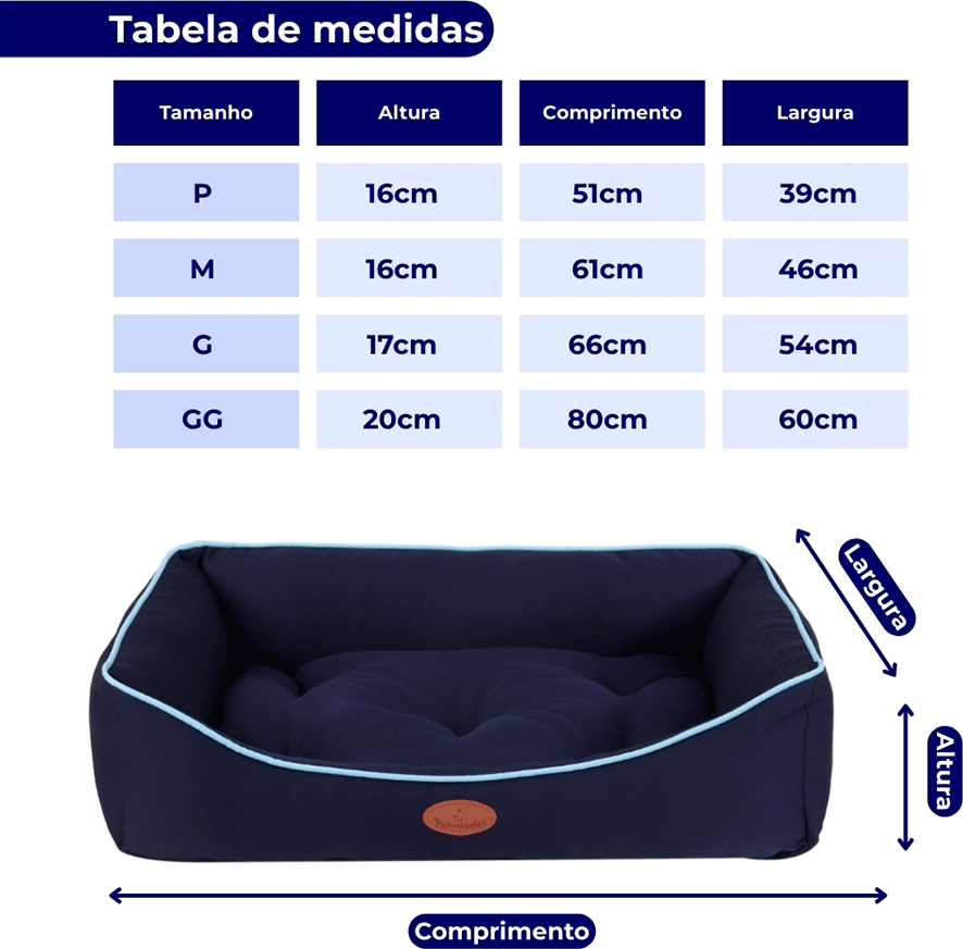Cama Pickorruchos Super Soft Azul para Cães e Gatos - Tam. GG