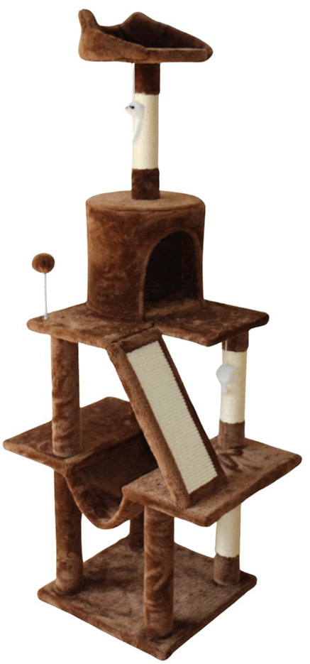 Brinquedo Arranhador Chalesco 4 Andares com Rampa e Cama - Tam. Único