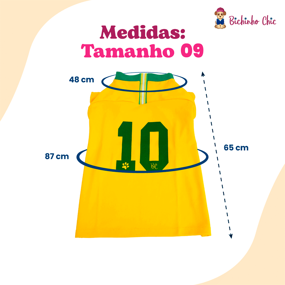 Camiseta Brasil Bichinho Chic para Cães e Gatos - Tam. 09