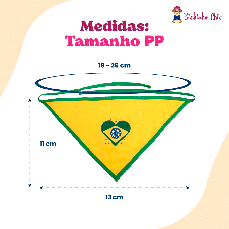 Bandana Brasil Bichinho Chic para Cães e Gatos - Tam. PP
