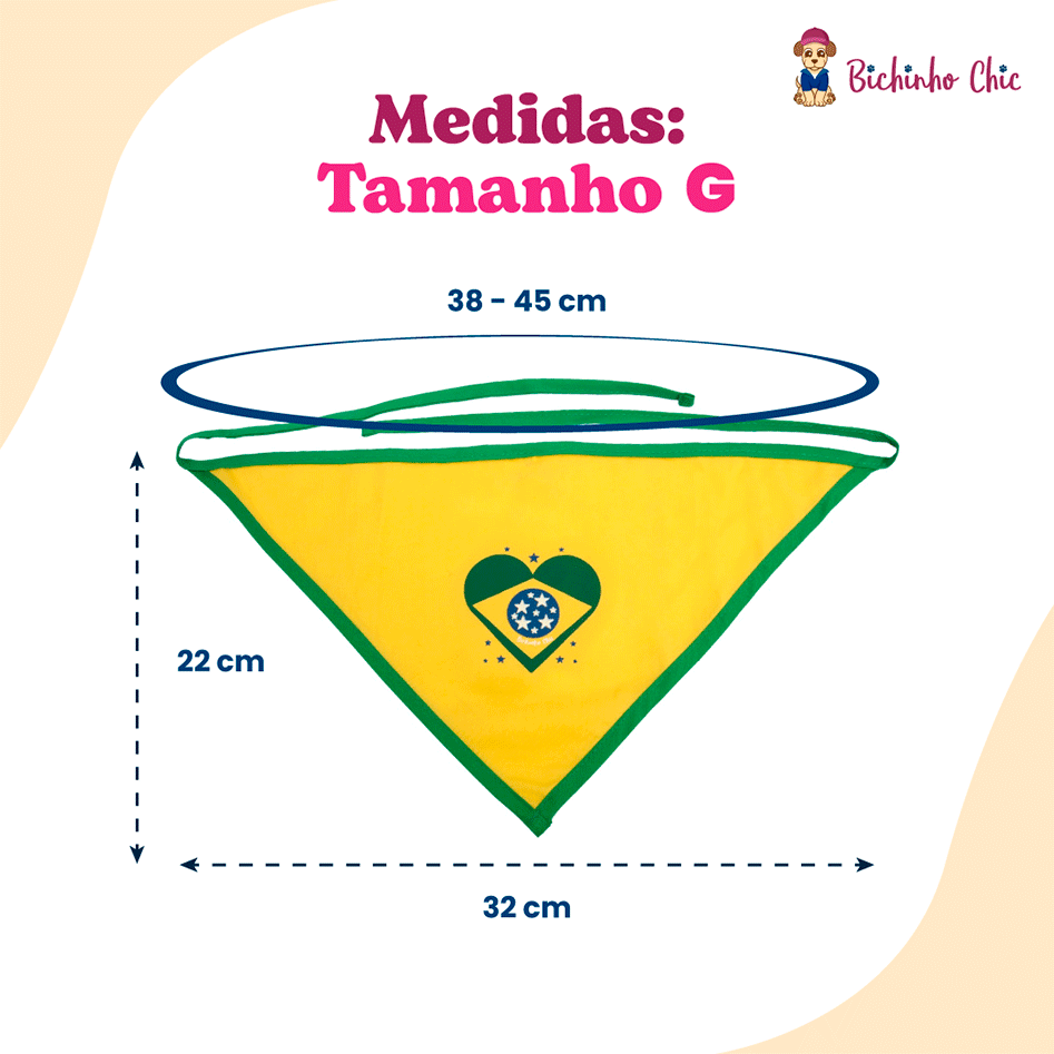 Bandana Brasil Bichinho Chic para Cães e Gatos - Tam. G