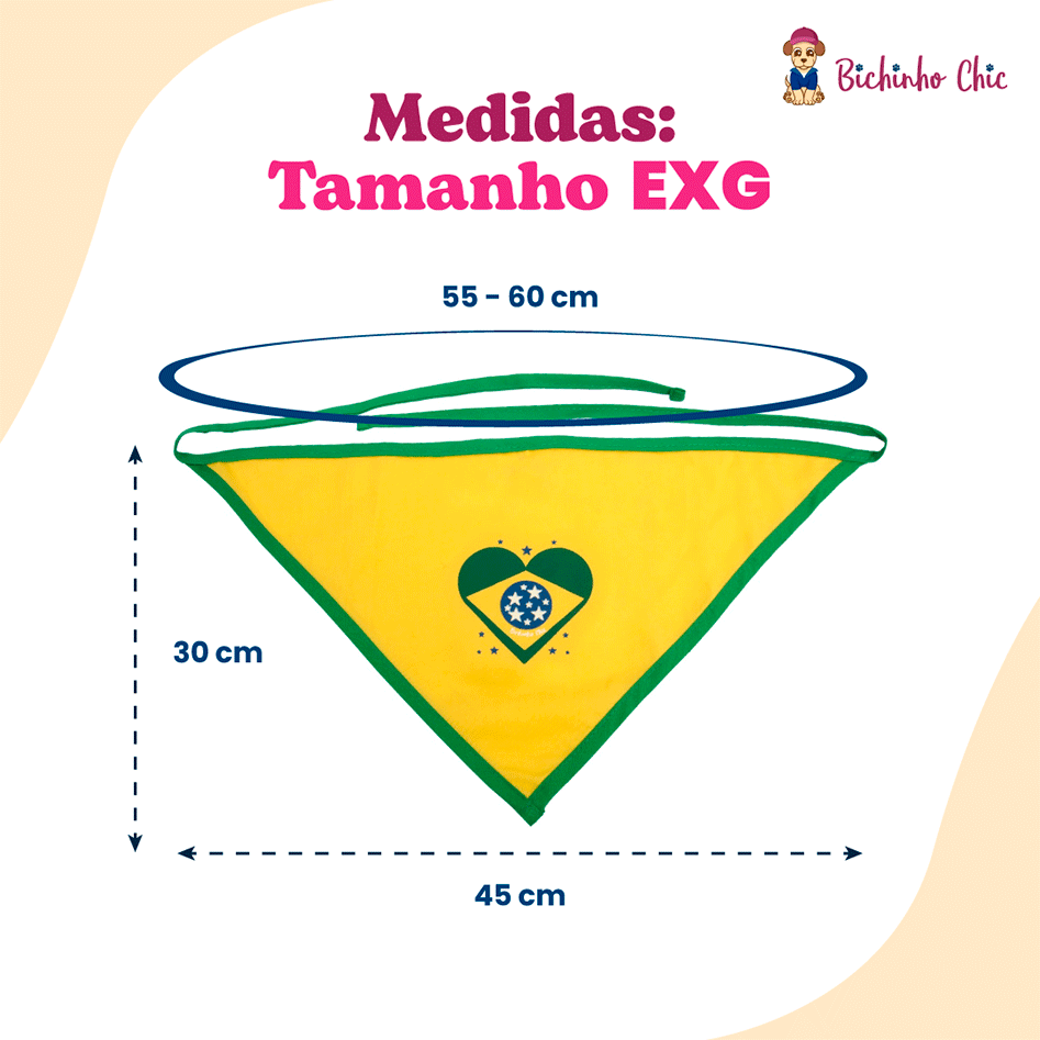 Bandana Brasil Bichinho Chic para Cães e Gatos - Tam. EGG