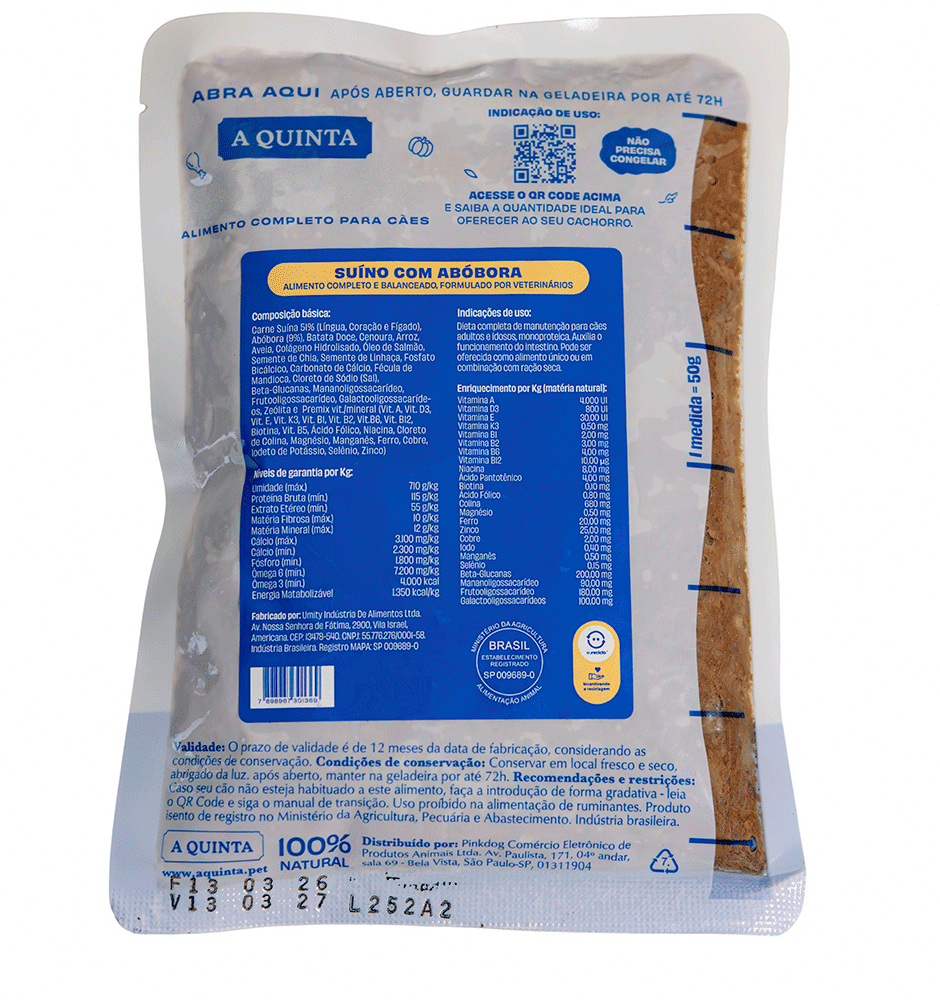 Alimento Natural A Quinta Risoto Suíno com Abóbora para Cães - 300 g