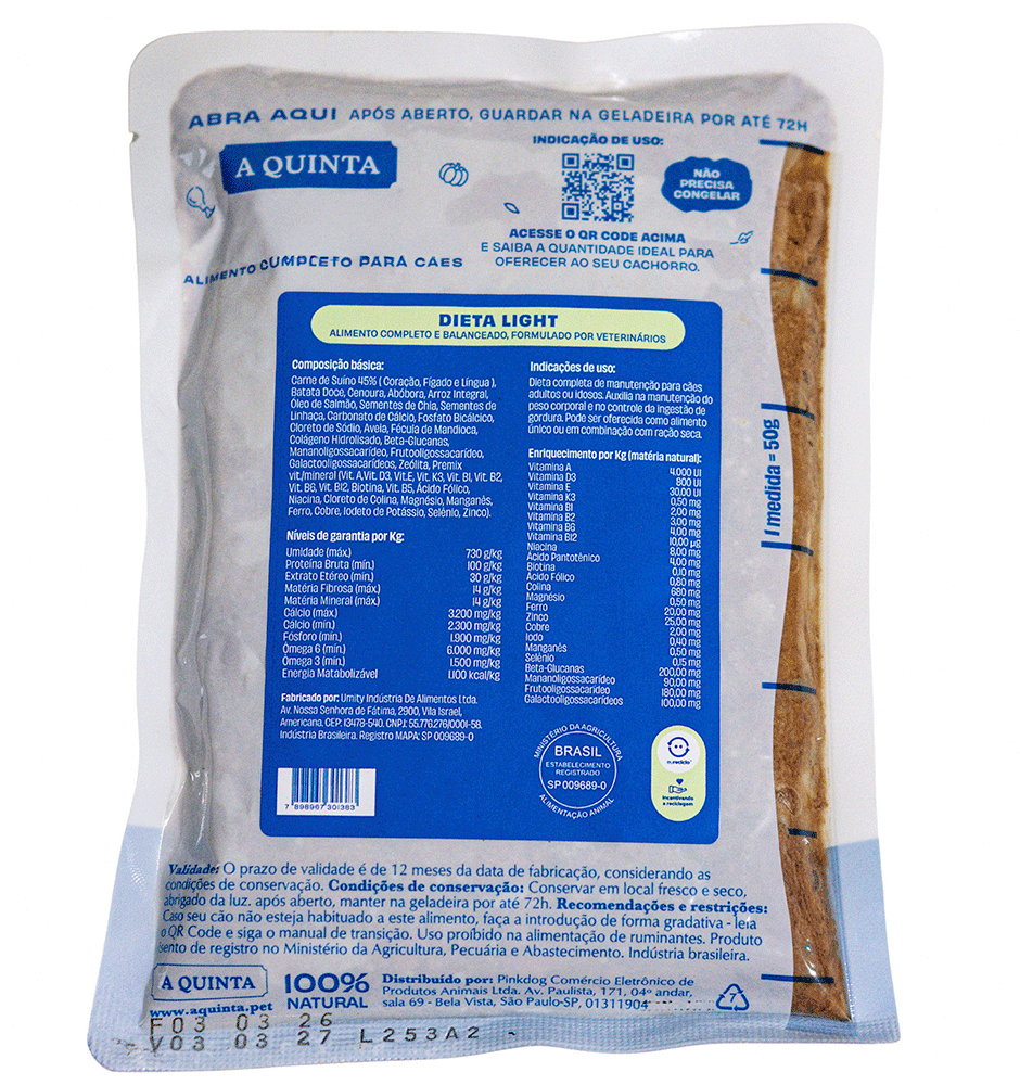 Alimento Natural A Quinta Light para Cães - 300 g