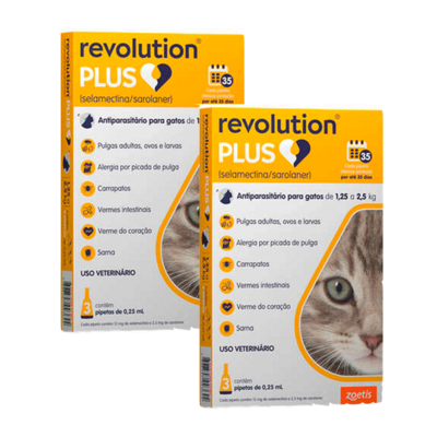 Antiparasitário Zoetis Revolution Plus 0,25 mL para Gatos de 1,25 Kg a 2,5 Kg