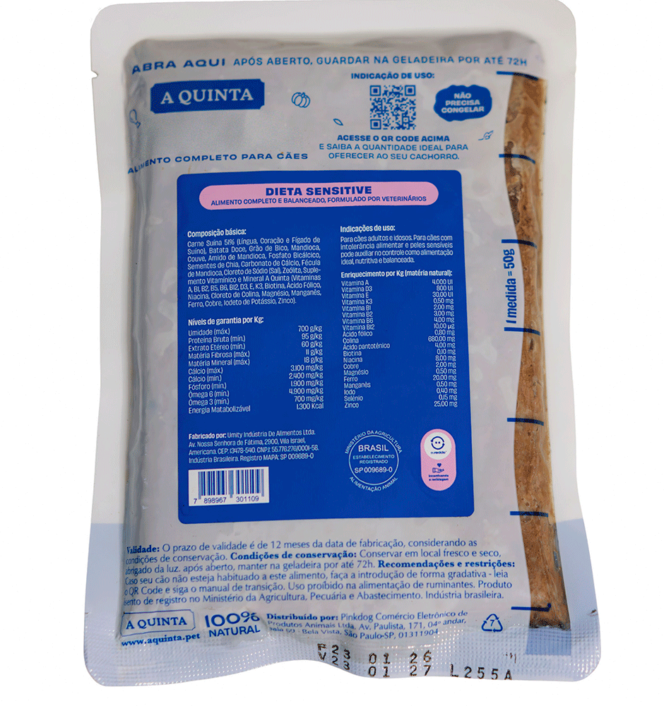 Alimento Natural A Quinta Dieta Sensitive para Cães - 300 g