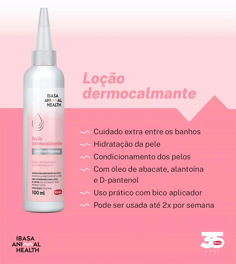 Loção Ibasa Dermocalmente para Cães e Gatos - 100 mL