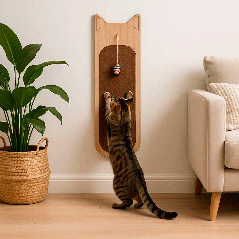 Brinquedo Arranhador Bastet Gancho MDF Madeirado - Tam. Único
