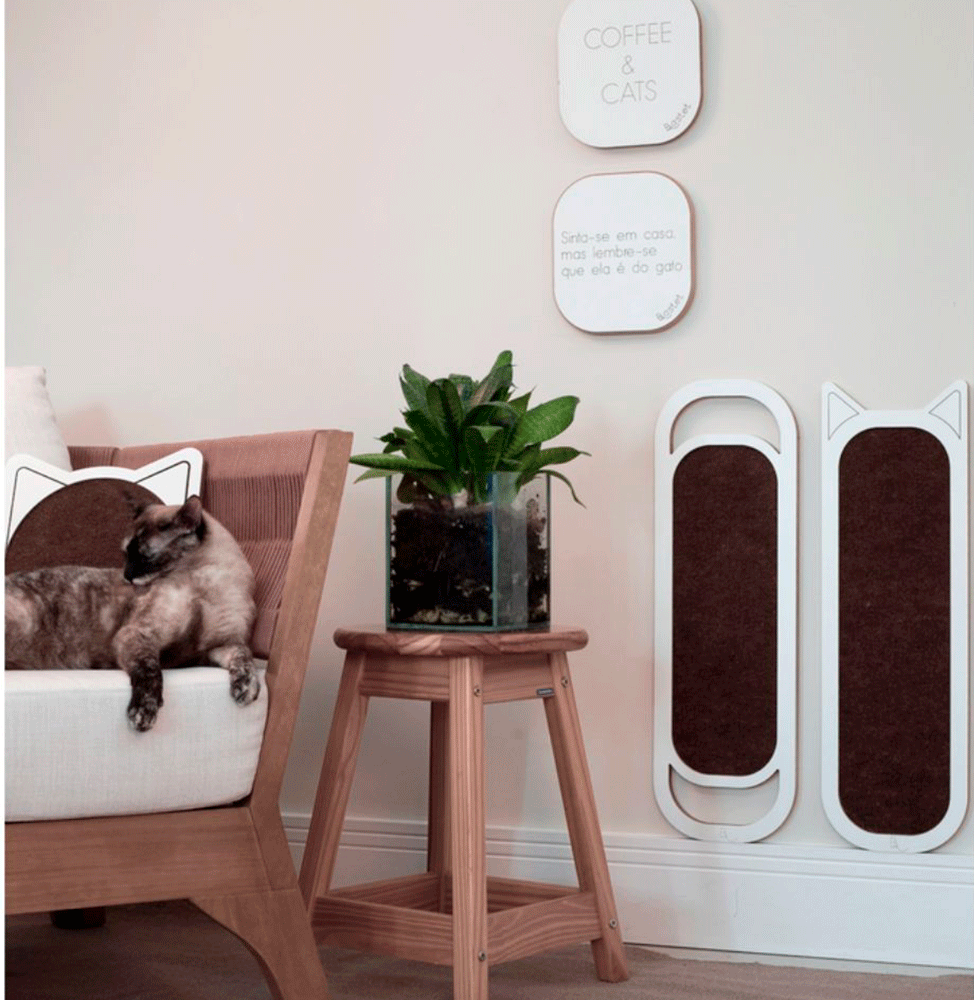Brinquedo Arranhador Bastet MDF Branco - Tam. Único