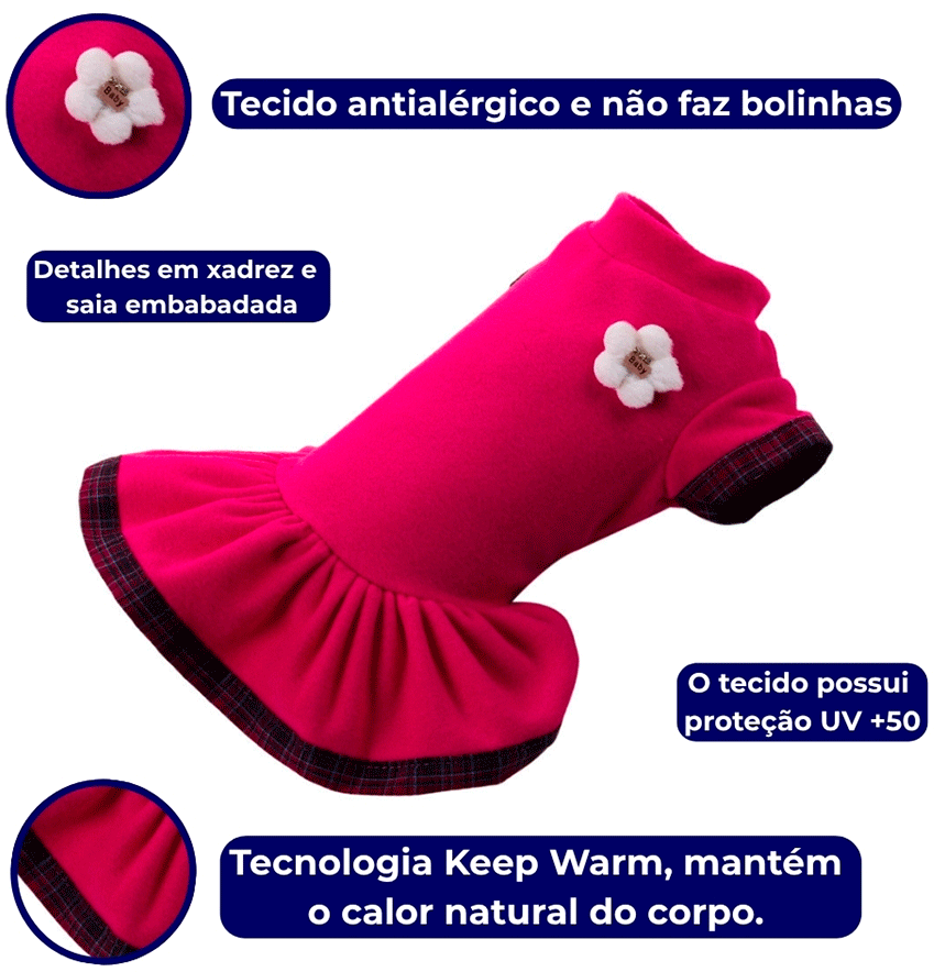 Vestido Soft Pickorruchos Lovely Rosa - Tam. 03
