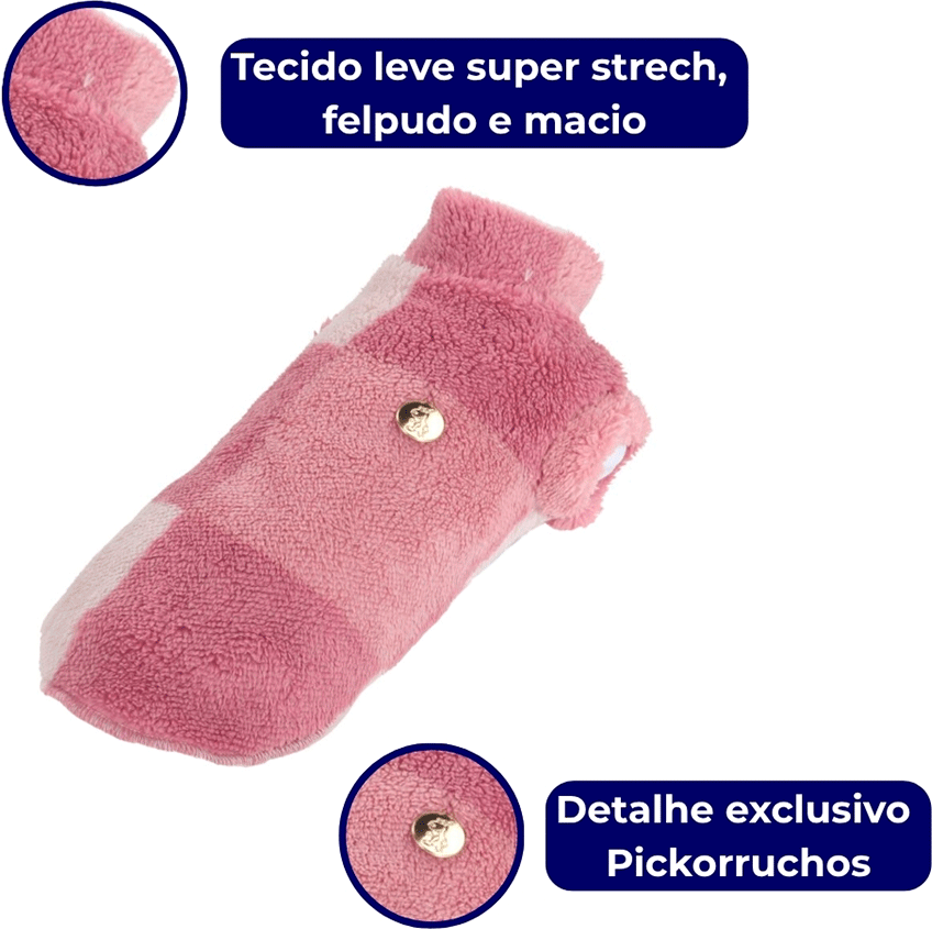 Moletom Felpudo Pickorruchos Floc Xadrez Rosa - Tam. 06