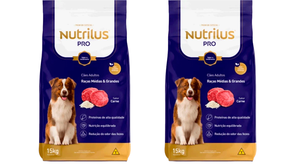 Kit Ração Nutrilus Pro Carne para Cães Adultos - 30Kg (2 pacotes)