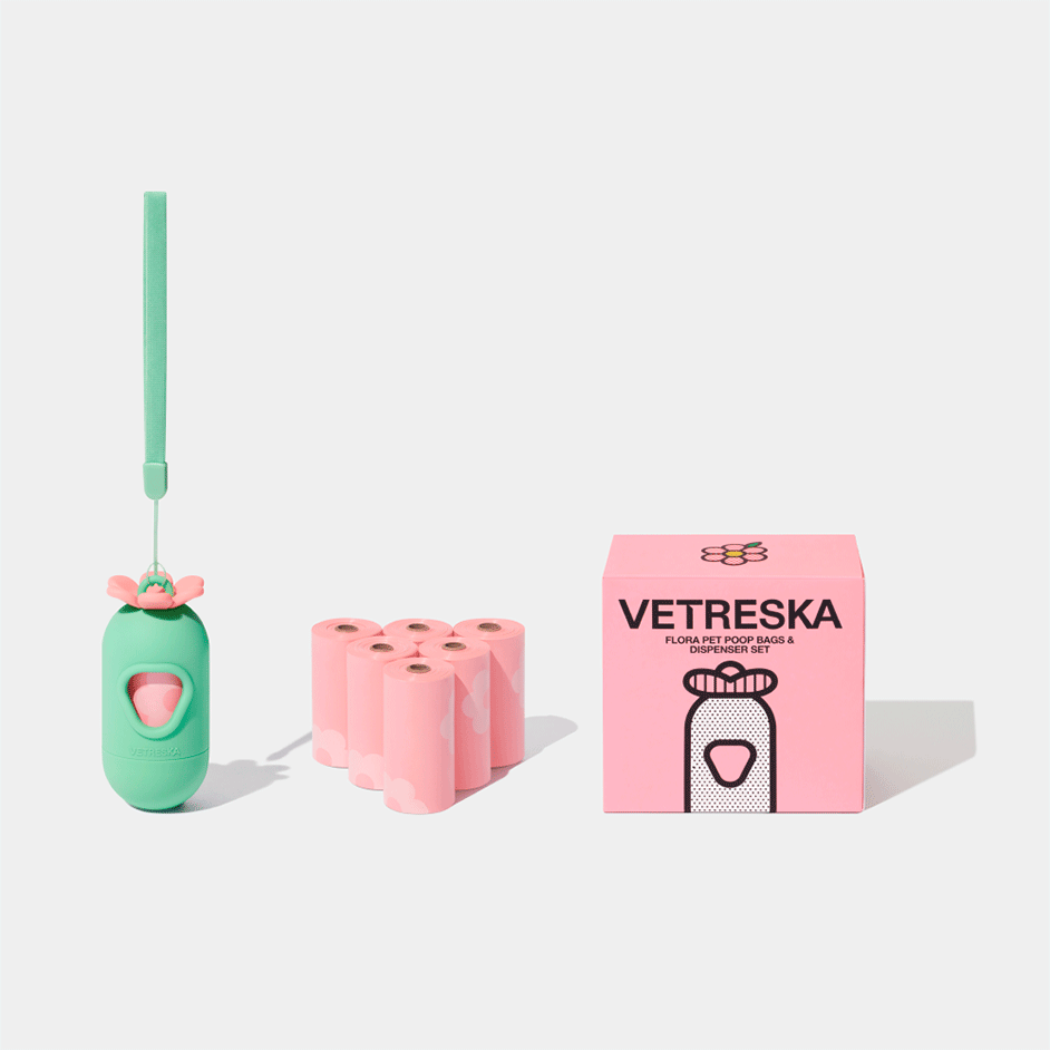 Kit Cata Caca Vetreska Flora Dispenser com Saquinhos Higiênicos Biodegradáveis - 1 Rolo