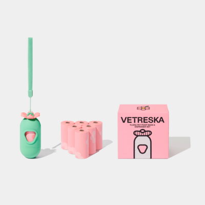Kit Cata Caca Vetreska Flora Dispenser com Saquinhos Higiênicos Biodegradáveis - 1 Rolo