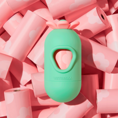 Kit Cata Caca Vetreska Flora Dispenser com Saquinhos Higiênicos Biodegradáveis - 1 Rolo