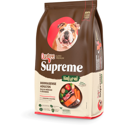 Ração Seca Quatree Supreme Dermasense Cordeiro e Salmão para Cães Adultos Raças Médias e Grandes