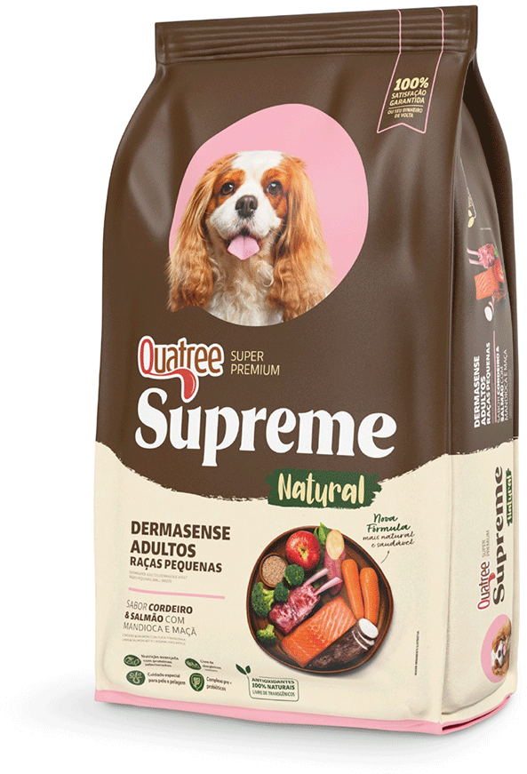 Ração Seca Quatree Supreme Dermasense Cordeiro e Salmão para Cães Adultos Raças Pequenas - 10Kg