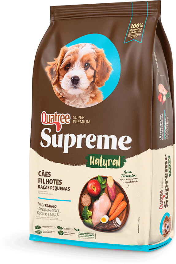 Ração Seca Quatree Supreme Frango e Batata Doce Cães Filhotes Raças Pequenas - 1Kg