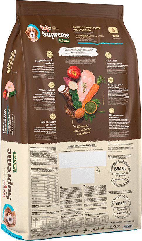 Ração Seca Quatree Supreme Frango e Batata Doce Cães Filhotes Raças Pequenas - 1Kg