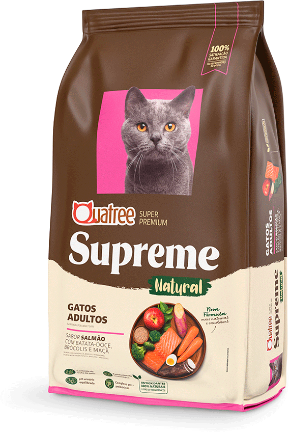 Ração Seca Quatree Supreme Salmão e Batata Doce Gatos Adultos - 10,1Kg