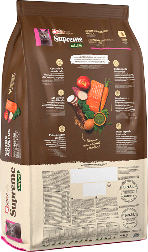 Ração Seca Quatree Supreme Salmão e Batata Doce Gatos Adultos - 10,1Kg